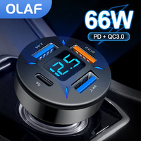 66W USB Car Charger Type C PD QC3.0 USB C Car Phone Charger Fast Charging Cigarette Lighter Adapter For iPhone Xiaomi Samsung