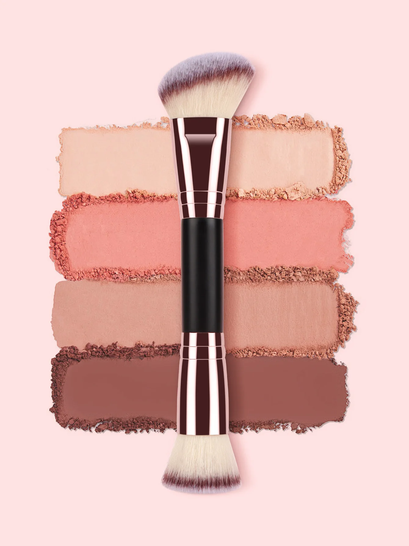 Czarno-złoty dwustronny pędzel do makijażu, pędzel do konturowania, narzędzie kosmetyczne