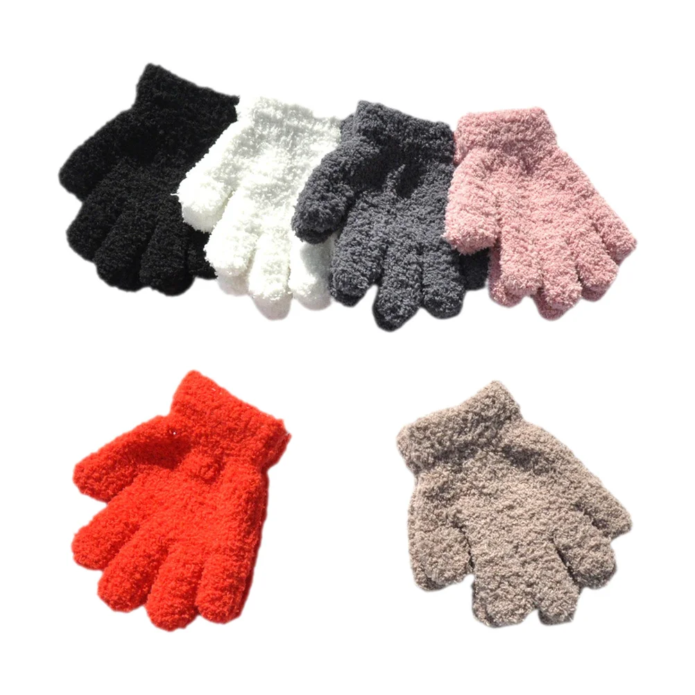 

6pcs Warm Children Gloves Knitted Winter Kids Handwear Soft Elastic Skin-Friendly Outdoor Indoor Daily Use Portable Compact