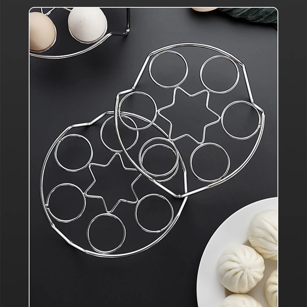 

2pcs Stainless Steel Steamed Egg Rack Single Layer Multifunctional Portable Egg Holder Kitchen Gadget For Hard Boiled Eggs Steam