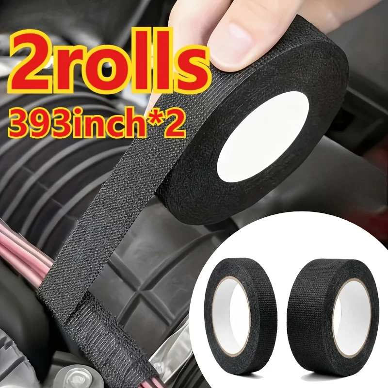 2 Pack High Temp Flame Retardant Car Wiring Tape 393.7in Self-extinguishing Sound Deadening Tape For Auto Engine Circuit Exhaust