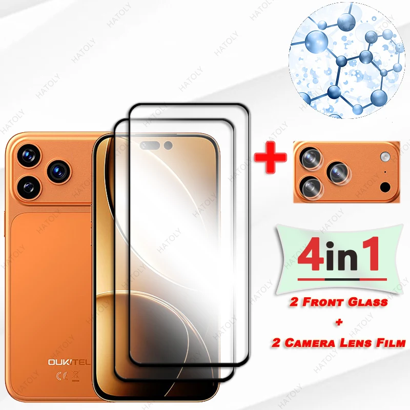 Screen Protector For Oukitel C17 Plus Glass Black Edge Protective Film For Oukitel C17 Plus Front Glass Camera Lens Protector