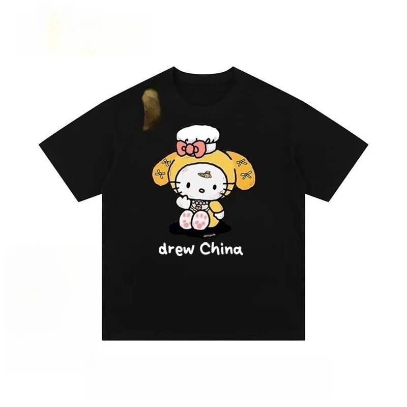 2026 Sanrio Hello Kitty Summer Men's and Women's Parent-Child Pure Cotton T-Shirt Comfortable Breathable High-Quality Ins Y2K