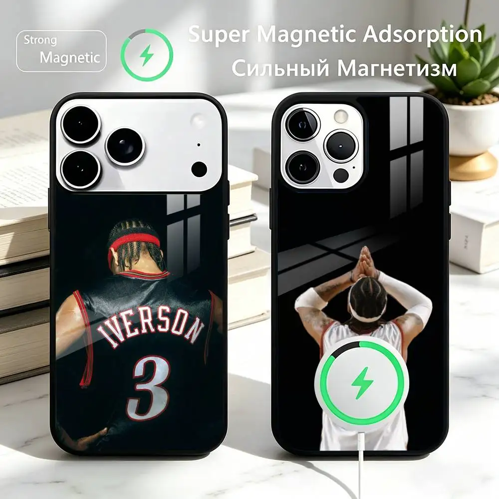 Basketball Sports Star Allen 3 Phone Case For iPhone17,16,15,14,13,12 Plus,Pro Supports Magnetic Wireless Charging