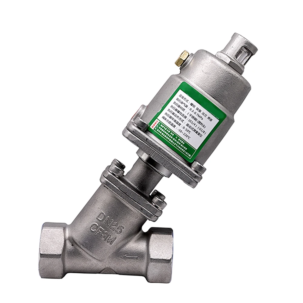 DN25 Normally Closed Pneumatic Seat Valve 16 bar Pneumatic Actuator Angle Seat Valves For Steam Gas Oil