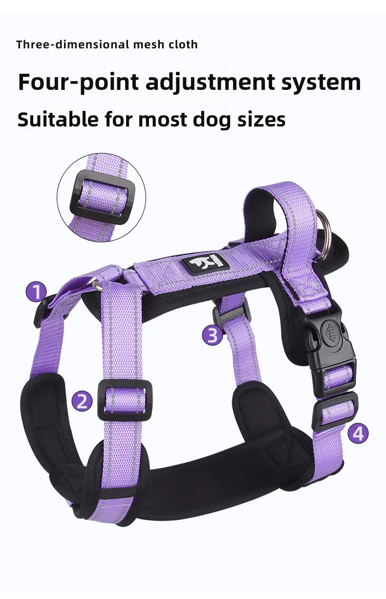 Custom Embroidered Reflective Dog Harness, Personalized Name & Phone, Adjustable No Pull Pet Vest for Small Medium Large Dogs
