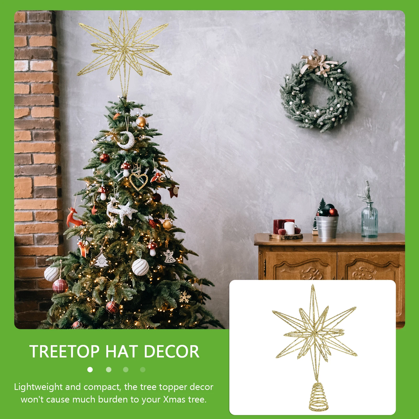 

Dazzling Golden Sparkling Iron Christmas Tree Topper 12.6 Inch Metal Treetop Star for Festive Holiday Decorations