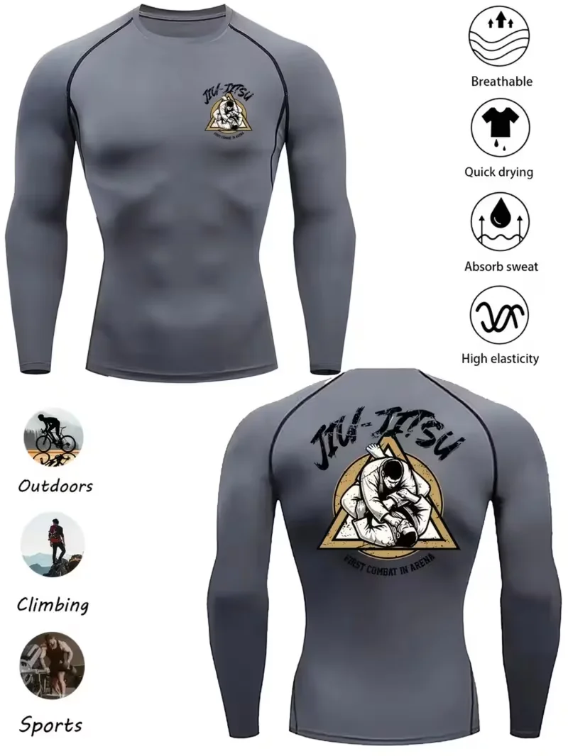 Hot new men's long sleeved high stretch sports running compression shirt - breathable and sweat absorbing long sleeved top