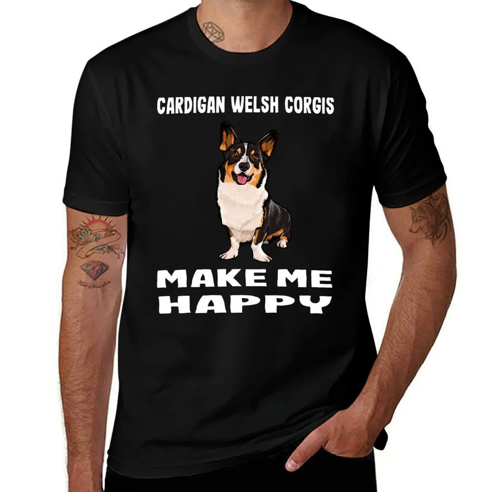 

Cardigan Welsh Corgis Make Me Happy Dog T-Shirt sweat sublime shirts graphic tee mens plain t shirts