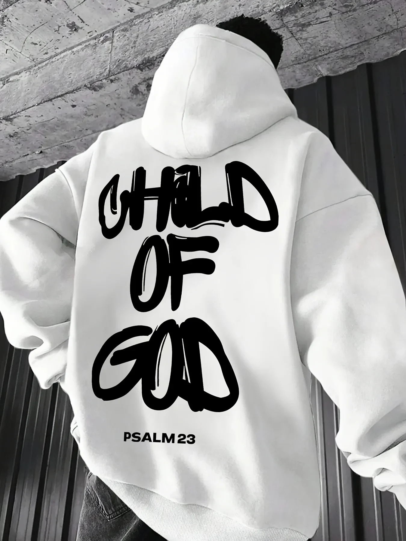 Men's autumn and winter casual fashionable loose childhood letter printed long sleeved hooded sweatshirt with fleece