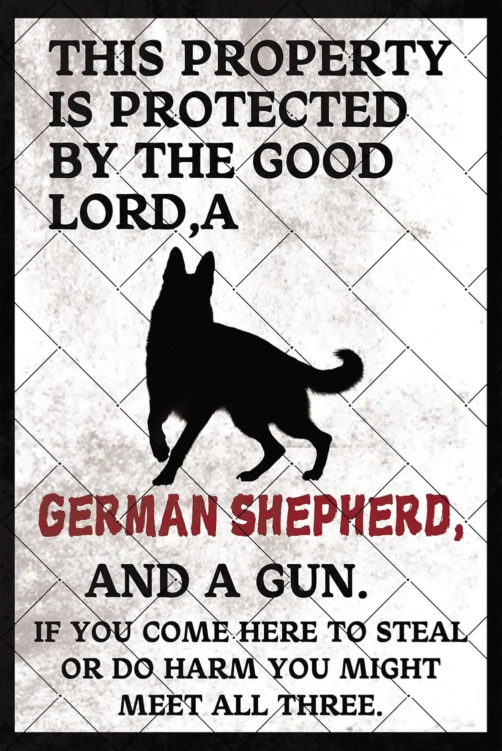 Grappige honden Metl Tn Sgns Bewre Of Dog Sgn Wrnng Sgns Hek Germn Shepherd Sgn Ths Eigendom's Beschermd door de goede heer Metl Sgns