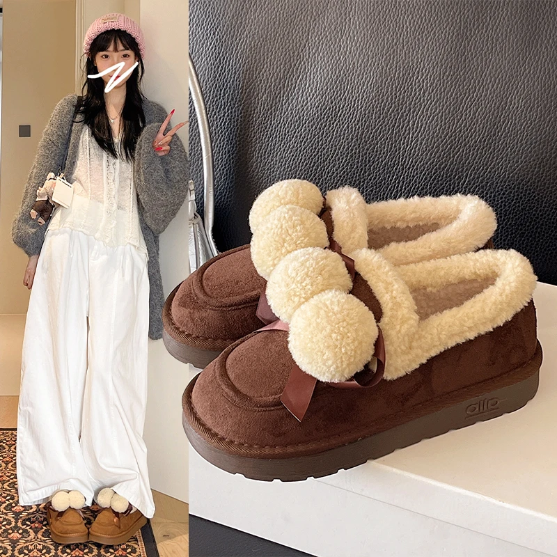 

2025 г., женская плюшевая зимняя хлопковая обувь, домашние плюшевые тапочки, тапочки на плоской подошве, мягкая и удобная теплая женская обувь