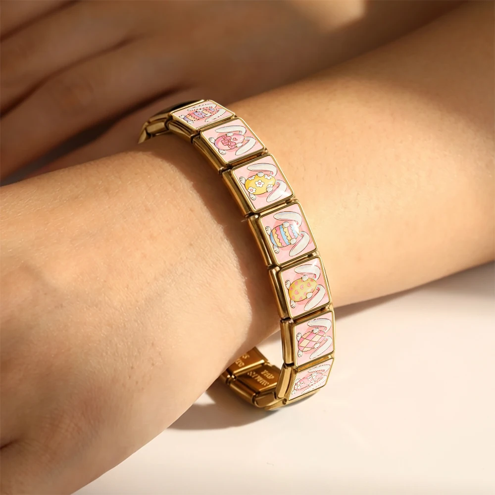 Originaldesign Niedliches Süßes Osterei Party-Schmuck Feiertagsgeschenke Italienische Verbindung passend für 9mm Edelstahl-Charm-Armband DIY – Detail 6