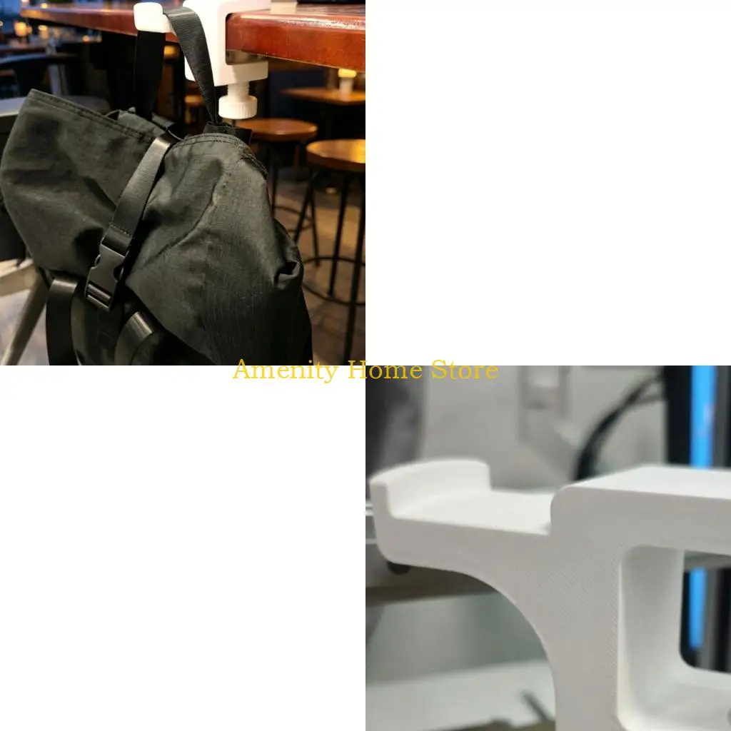 F26C Plastic Hanger Not Drilling Needed Clamp On Under Desk Hook For Home Office Use