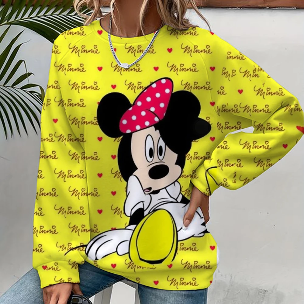 O Neck Disney Mickey Mouse Long Sleeve Sweatshirts Autumn Pullovers Youthful Woman Clothes 2024 S-3XL Party High Quality New