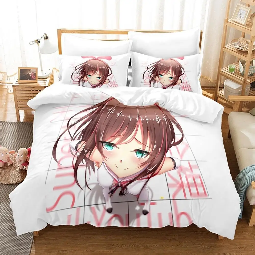 

3d Printing Anime Kawaii Girls Kizuna AI Bedding Set Single Twin Full Queen King Size Bed Set Adult Kid Bedroom Duvet Cover Sets