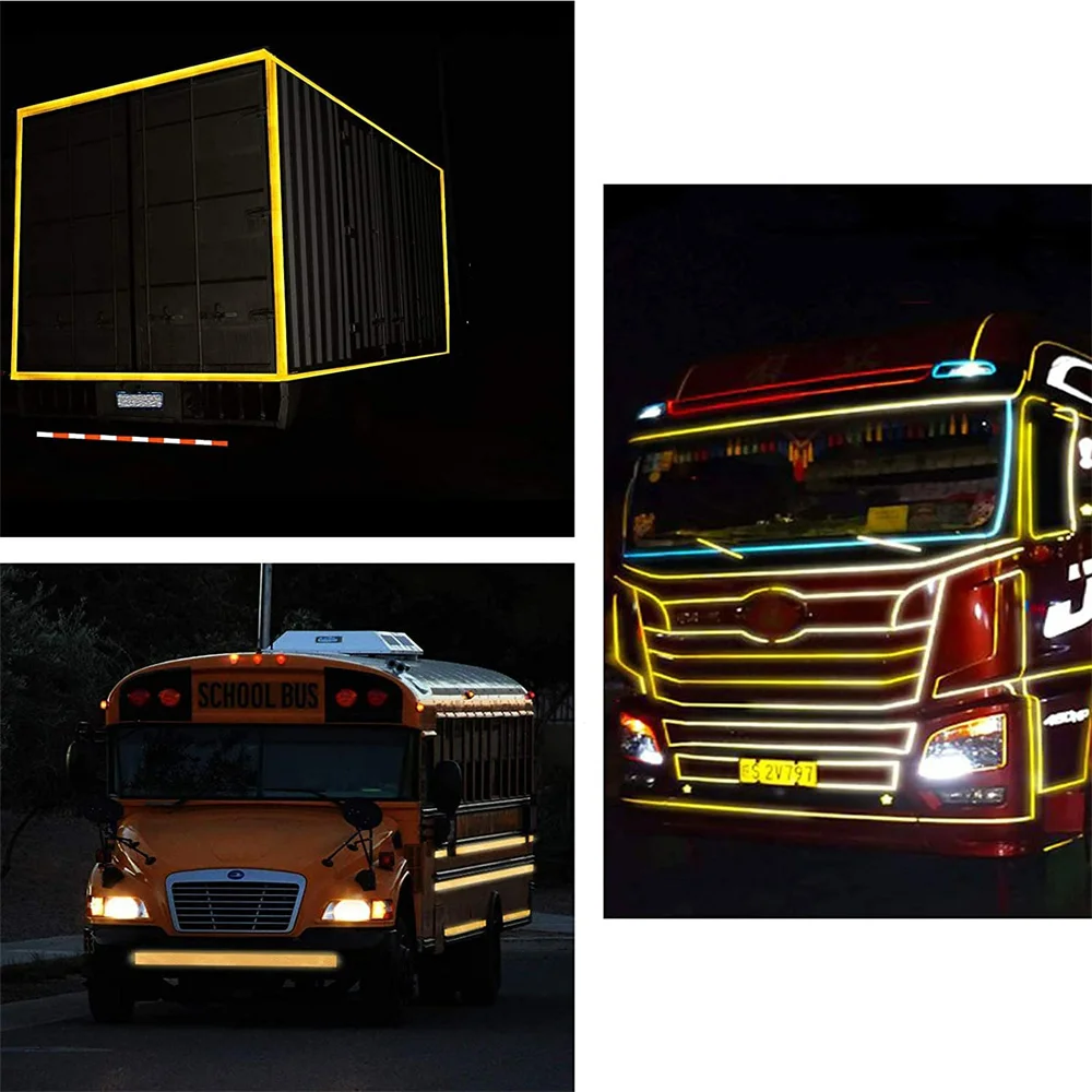 8inch*33FT Fluorescent Yellow Reflective Tapes Waterproof Adhesive Conspicuity Trailer Reflectors Warning Stickers For Truck Car