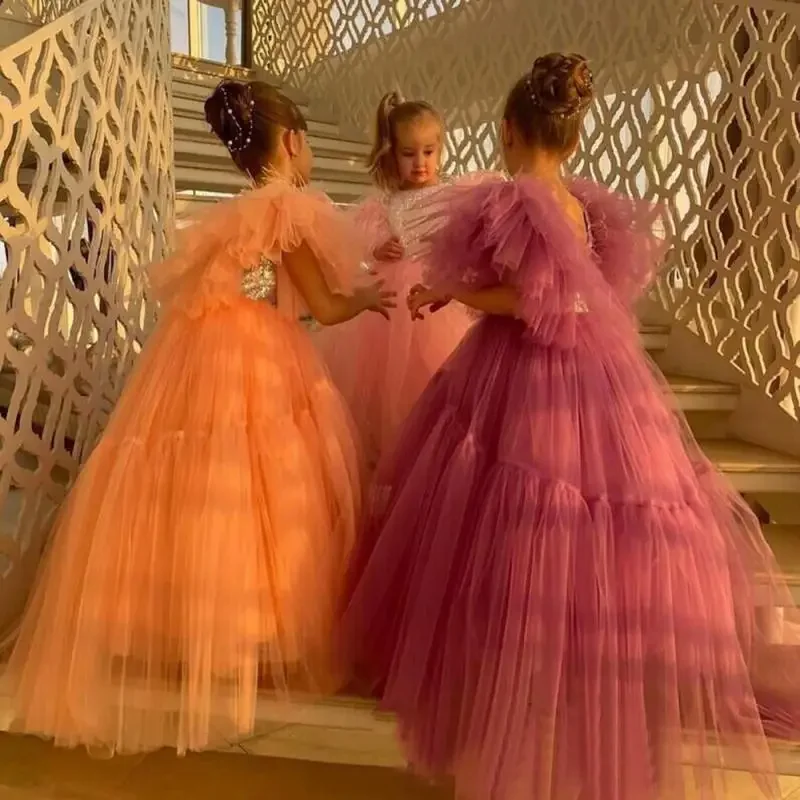 Quinceanera Dresses Kids Pageant Evening Gowns Girl Weddings Birthday Party Sequins Robe For Girls First Communion Dresses