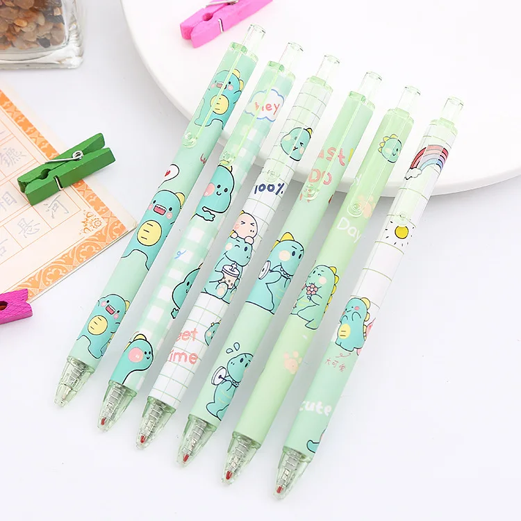 24 PCS Wholesale Dinosaur Press Pen High Value Ins Cute Gel Pen 0.5 Bullet Black Cartoon Water-based Pen Wholesale