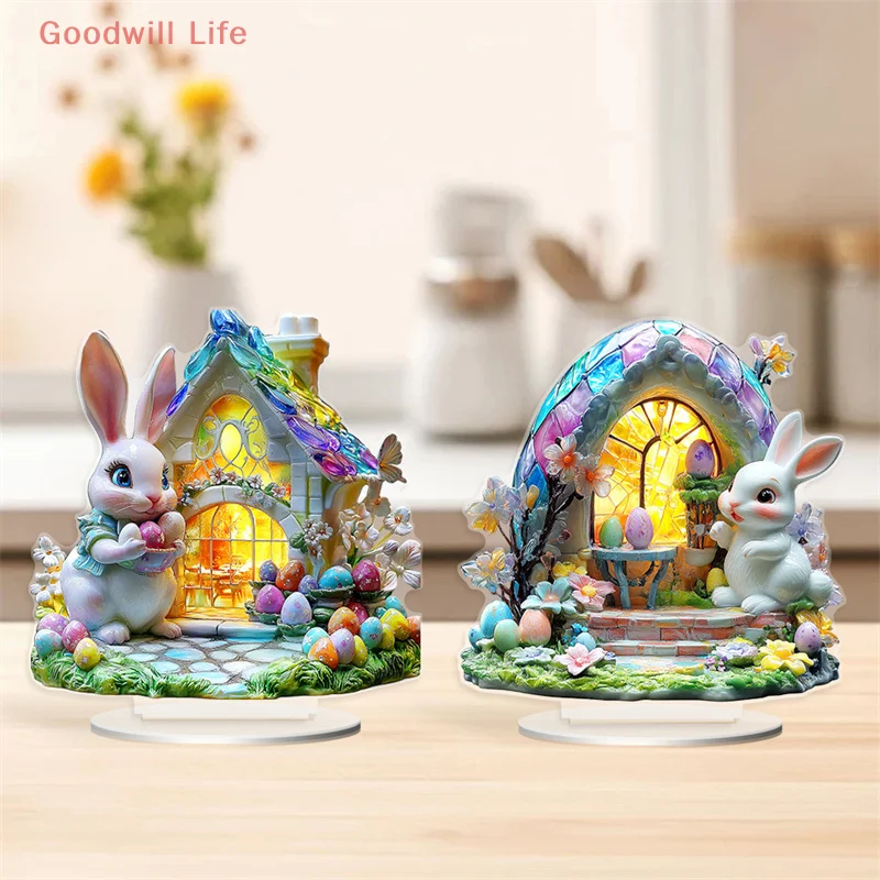 Easter Bunny And Egg Decoration Acrylic Sign Inspirational Tabletop Decoration Home Decoration Gift