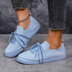 Women's Casual Lace-Up Flat Round-Toe Shoes 2025 New Style Fashionable Versatile Comfortable Breathable