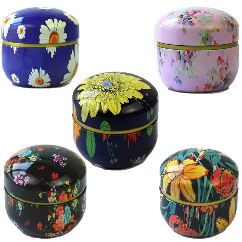 8pcs Retro Round Tea Cans Moisture-Proof Coffee Storage Box Sealed Tea Iron Packing Box Chocolate Candy Gift Boxes Tin Jars