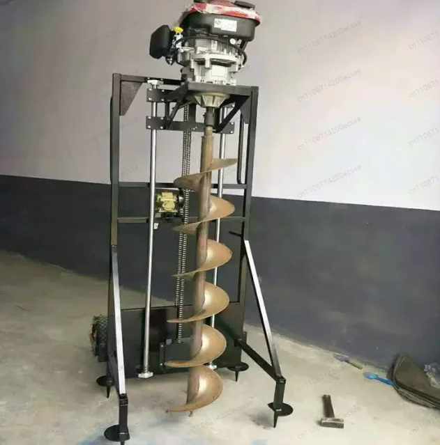44cc Gas Powered Earth Auger with 20cm Drill Bit & Stand, Heavy Duty Post Hole Digger for Fence & Pole Installation