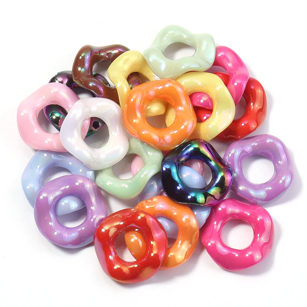 20 Stück 16mm Acrylperlen in Bonbonfarben, bunte Donut-Perlen für DIY Schmuckherstellung, Armbänder, Handyketten, Schlüsselanhänger-Zubehör – Detail 9