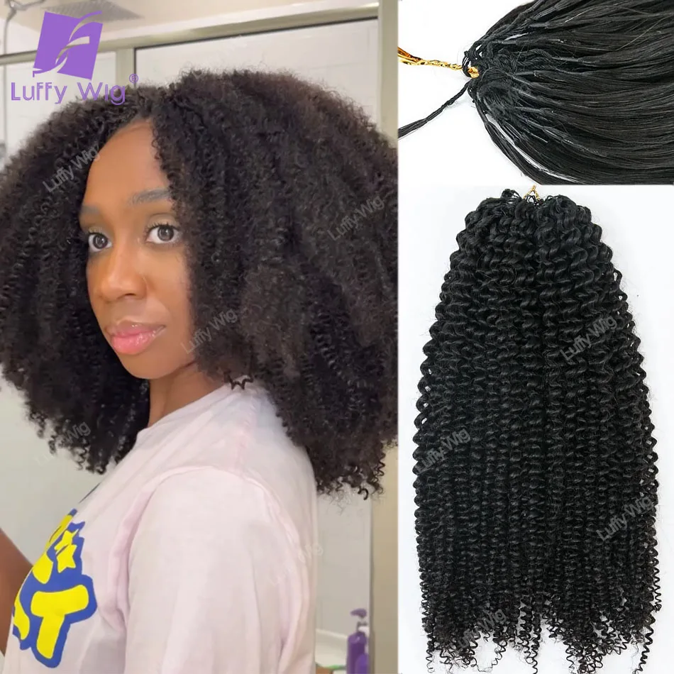 Crochet Human Hair Braids Extensions Pre Separated Kinky Curly Mongolian Remy Hair Bundles For Braiding No Leave Out Knotless