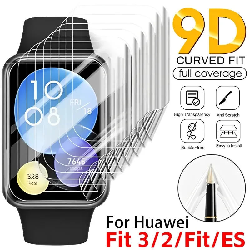 10-1Pcs Hydrogel Film for Huawei Watch Fit3 Fit Smartwatch HD Soft Anti-Scratch Screen Protective Film for Watch Fit 3 Fit 2 ES