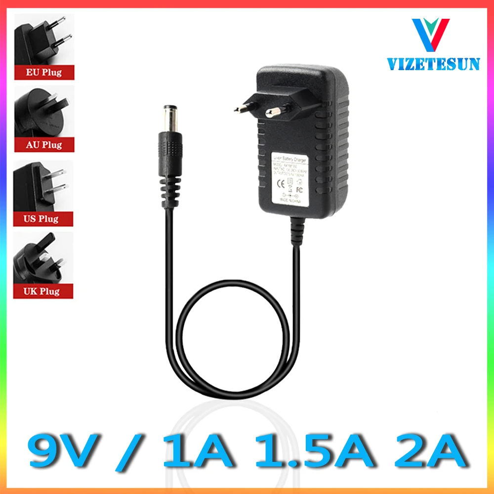 

9V 1A 1.5A 2A European Standard Power Adapter European Standard Fire Bull Plug Transformer Cable DC 5.5*2.1MM