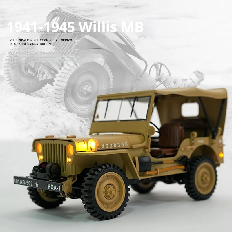 HG4-58 Willys 1/14 4wd Rc รีโมทคอนโทรลไฟฟ้ารุ่นรถ 2.4g มินิจําลองทหารผู้ใหญ่ของเล่นเด็กของขวัญ