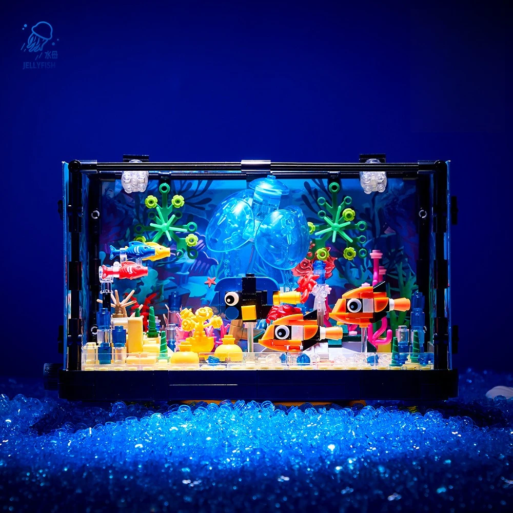 

GSF MOC Fishbowl Аквариум Строительные блоки Морская черепаха Аквариум со световыми кирпичами Городские строительные игрушки для детей