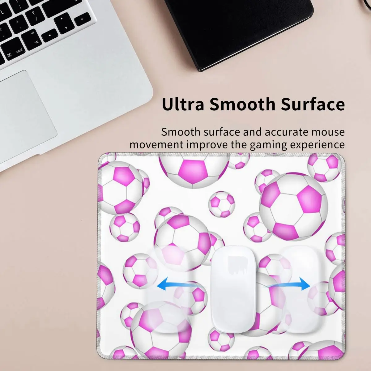 

Pink And White Soccer Balls Mouse Pad Computer Keyboard Mouse Mat Gamer PC Laptop Desk Mat Office Accessories Table Mats