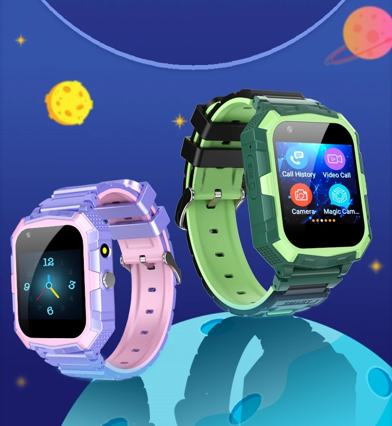 

Kids Smart Watch 4G Sim Card SOS Phone Call GPS Positioning 8GB ROM APP Store Voice Monitor Face ID 800mAh Waterproof Flashlight