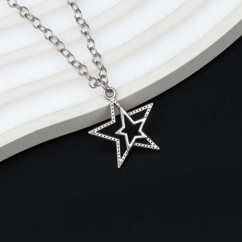 5Pcs Gothic Cross & Skull Pendant Necklace Set, Silver Tone with Spider & Star Charms, Punk Layered Necklaces for Men & Women, I view 2