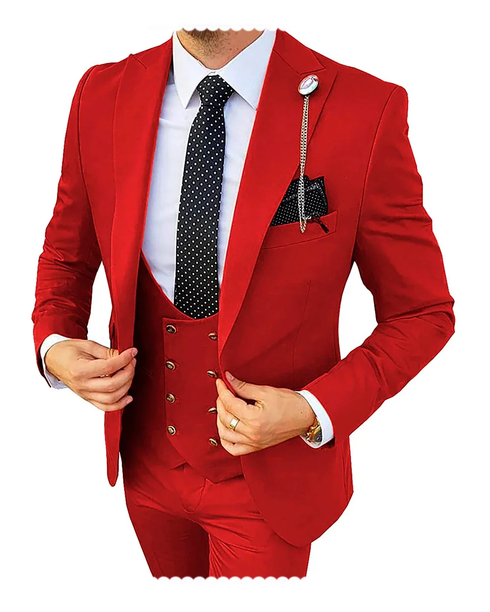 Formal Men 3 Piece Wedding Suit Groom Tuxedo Slim Fit Business Suits Champagne Wedding Suit Costume Homme (Blazer+Pants+Vest)