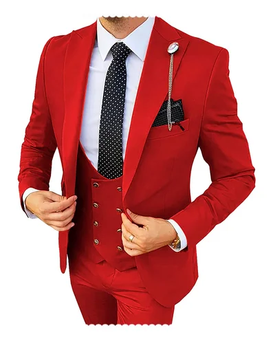 Traje de boda Formal para hombre, esmoquin ajustado para novio, trajes de negocios, traje de boda champán, traje para hombre (Blazer + Pantalones + chaleco), 3 piezas