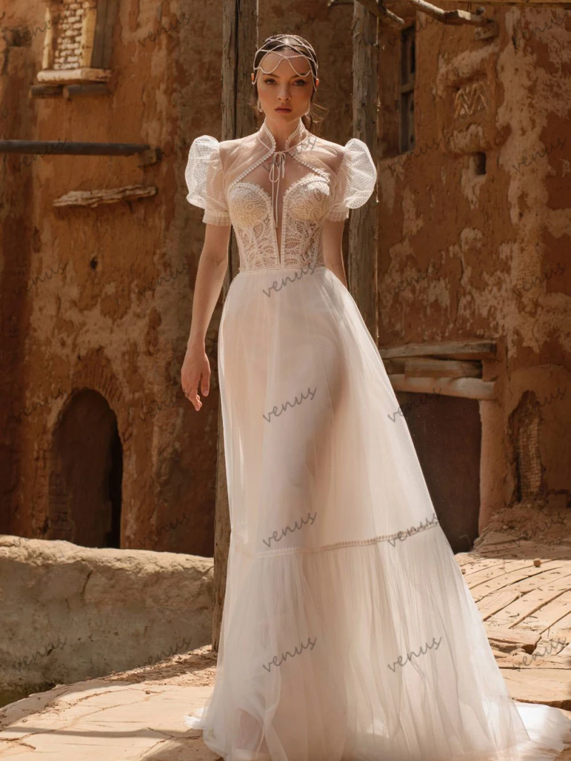 Vestidos de casamento chineses para mulheres, vestidos de noiva de tule, apliques de renda, vestidos curtos, 2023, 2024