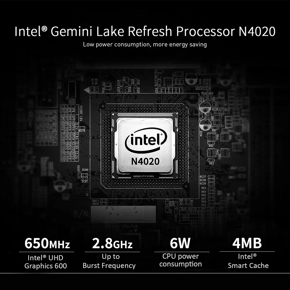 Mini PC Processor N4020 4G 64G Desktop Computer 4K HD Dual Screen Wifi 5 LAN 1000Mbps Port Desktop Gaming Computer Mini Host