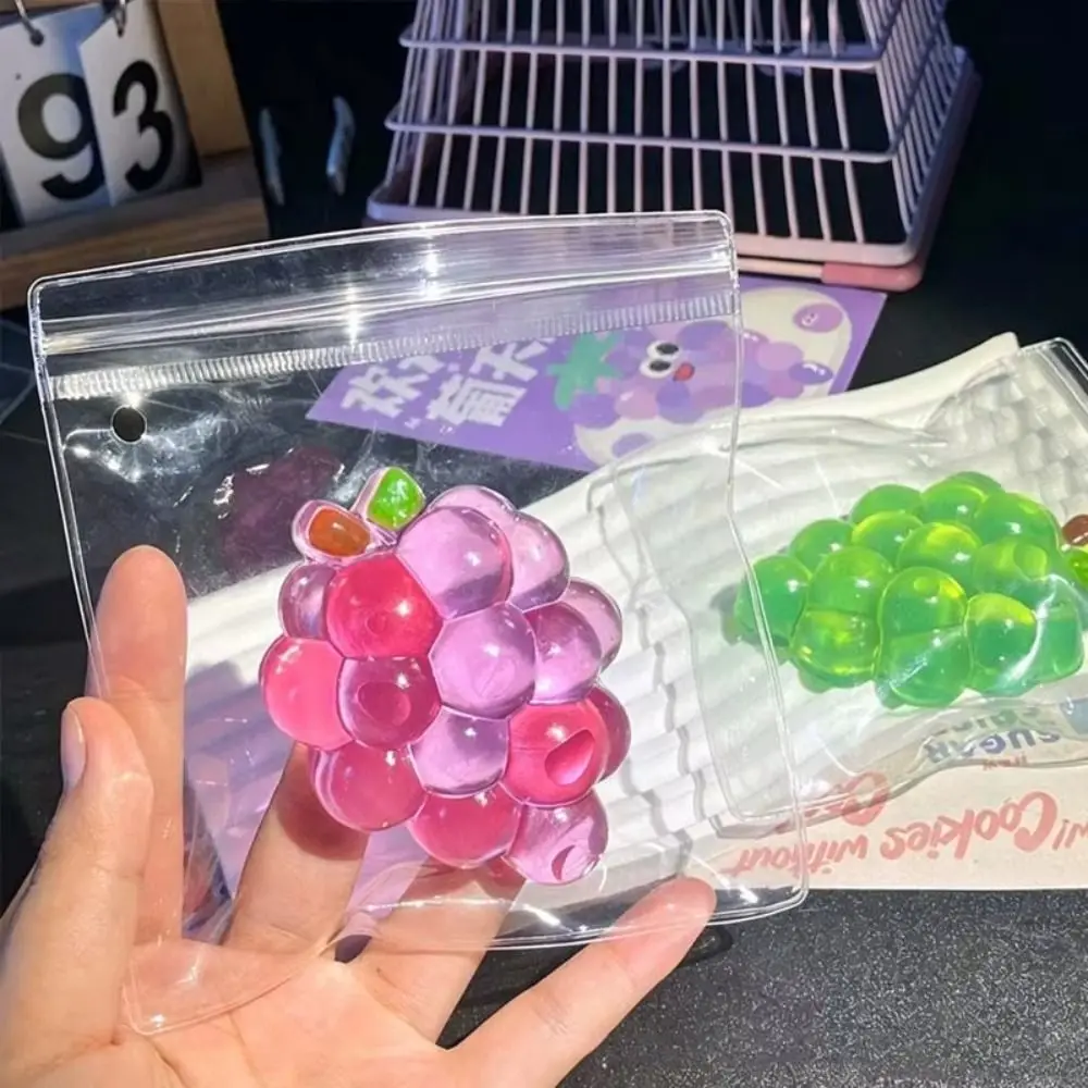 Creative Hand Toy Grapes Fidget Toy Slow Rising Transparent Squishy Fruit Pinch Jelly Color Grapes Sensory Toy Birthday Gift