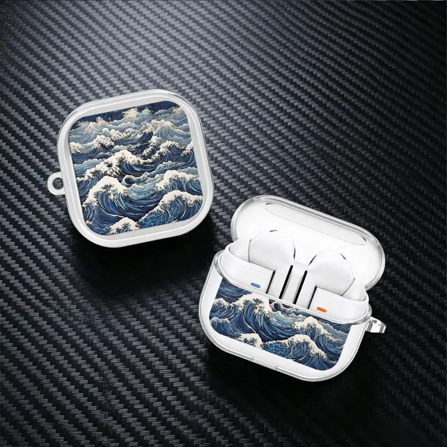 Japanischer Stil Wellen Klare Ohrhörer-Hüllen Schutzhülle für Samsung Galaxy Buds Live 3 FE 4Pro 3Pro 4 Pro 2