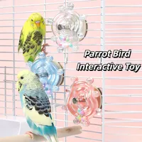 Parrot Rotary Wheel Rattle Bird Interactive Toy Bird Turntable Hang Toys with Sounding Ball Bird Cage Toys Accessories Macaws