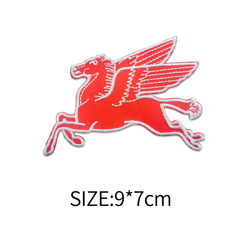 Flying Horse Embroidery Patches Iron on Patches Sewing on for Clothing Red Embroidered Apparel Accessories High Quality Divined