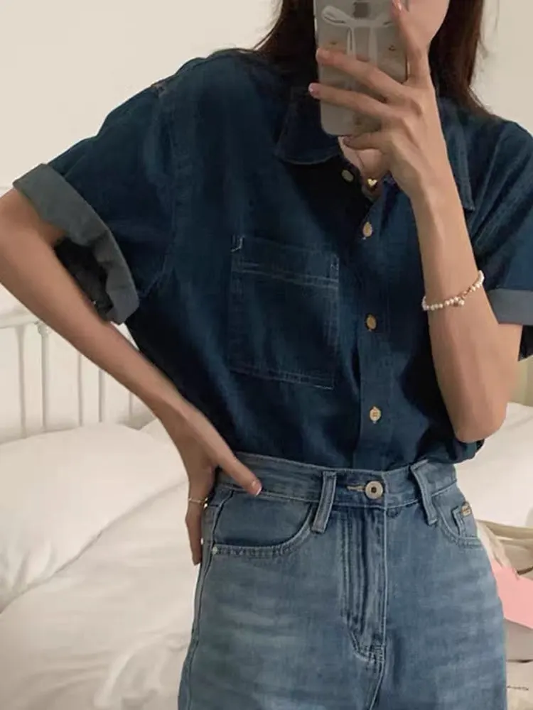 

Шикарные летние винтажные повседневные свободные женские джинсы ort Sve на пуговицах, классический дизайн с отложным воротником, корейский дизайн