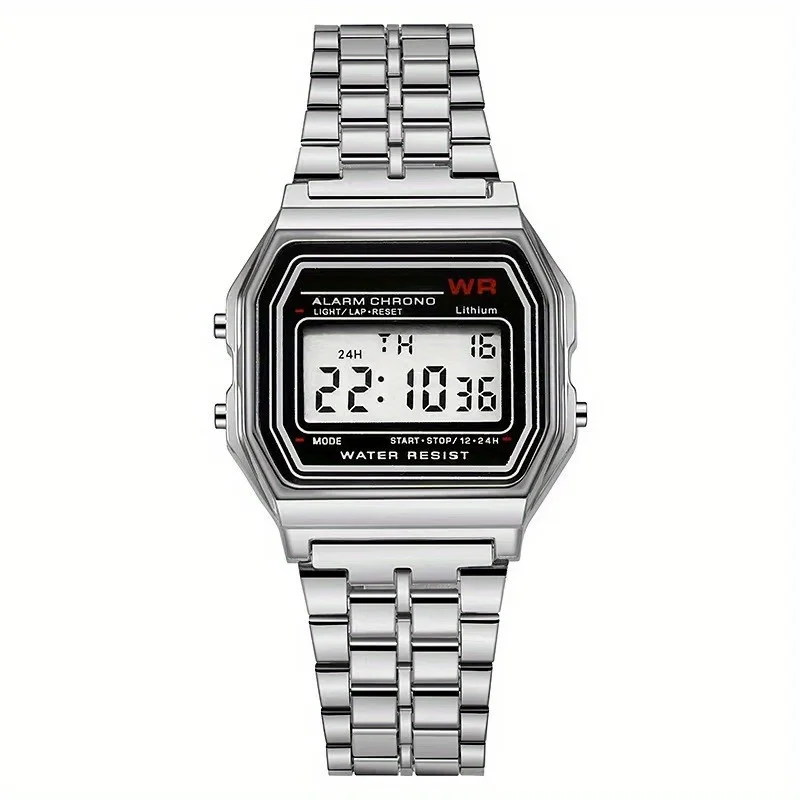 F91W niet-waterdicht stalen bandhorloge voor dames, heren, zakelijke klok, multifunctioneel LED digitaal sporthorloge, elektronische klok