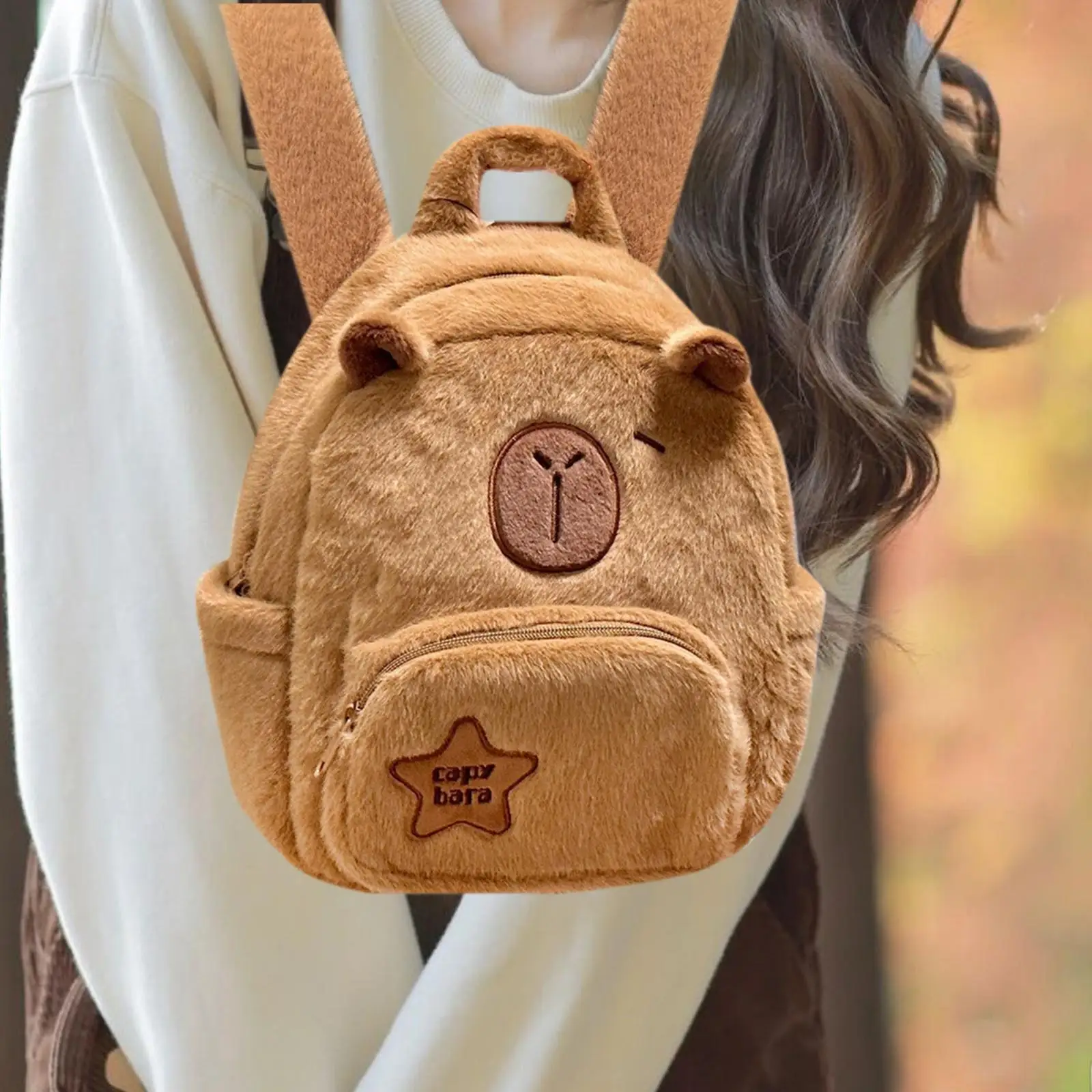 Plush Capybara Backpack Stylish Large Capacity Daypack Fashion Rucksack Lightweight Schoolbag for Boys Women Girls College Teens