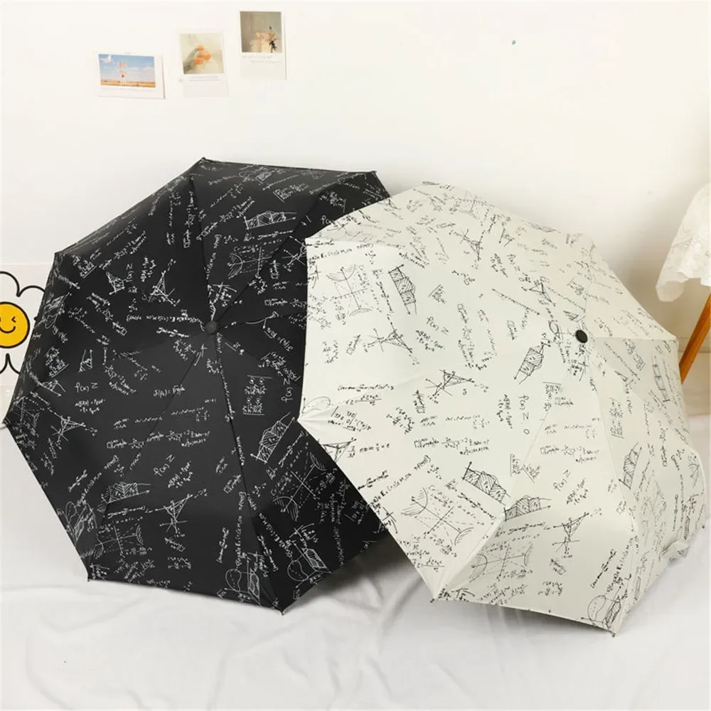 Student Automatic Umbrella Portable Folding Sun Protection Anti-UV Parasol Gifts Mathematics Umbrella for Outdoor Travel