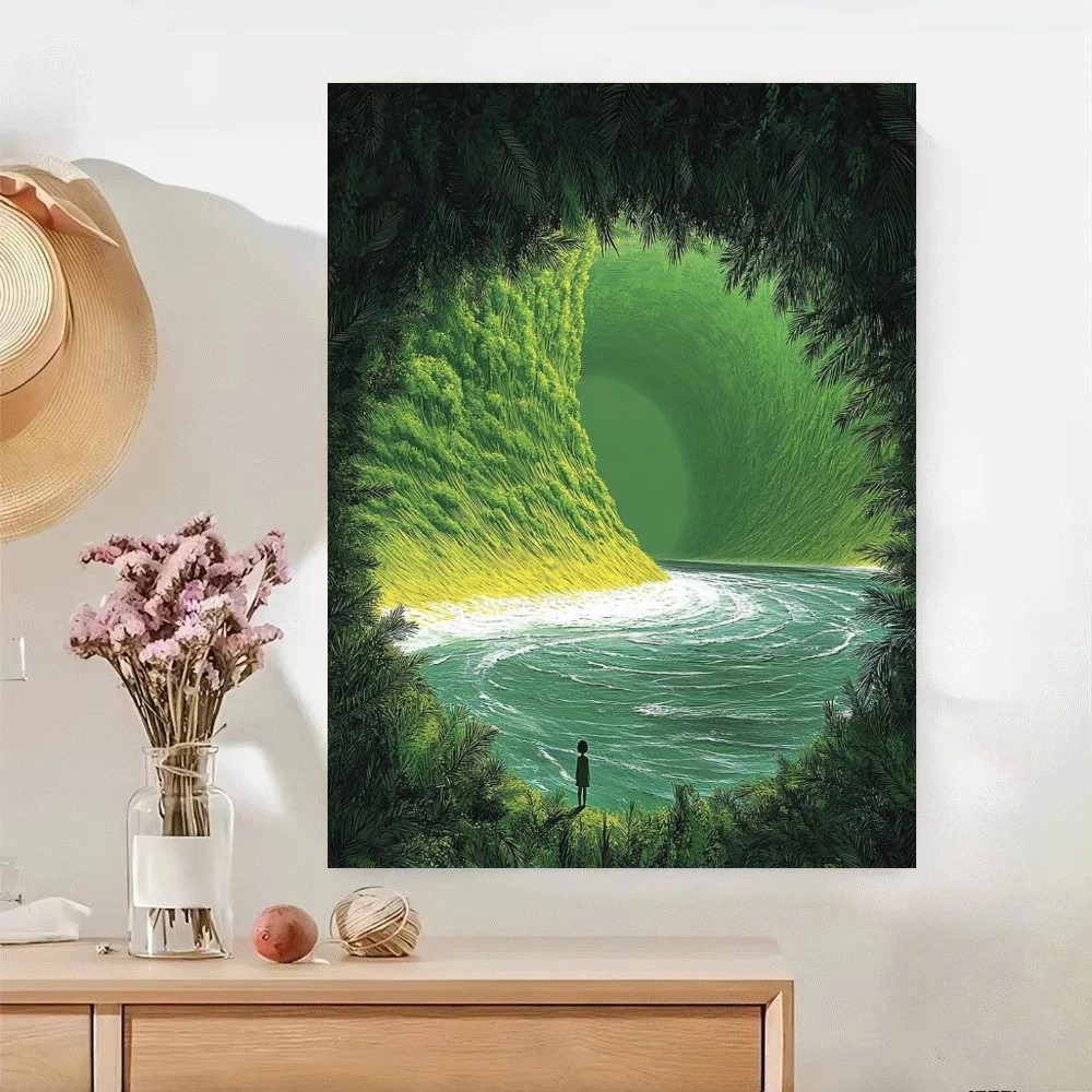 Jigsaw Puzzles Surreal Green Plants and Water Vortex Wall Decor 500/1000/1200/2000 PCS Home Decor for Living Room Bedroom Gift