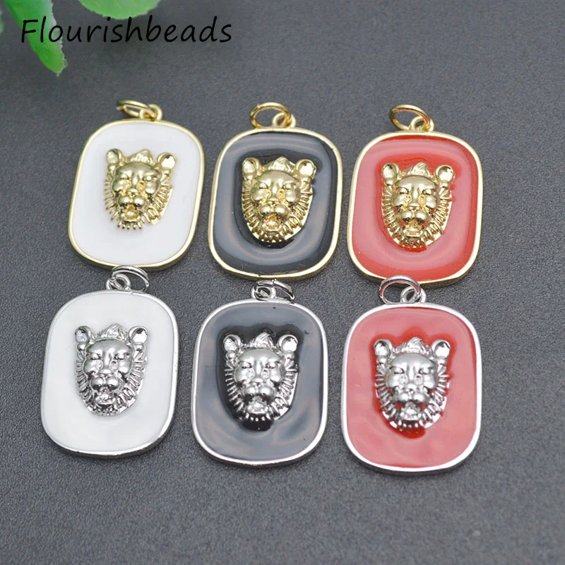 Jewelry Making Charms Anti Fading Gold Plated Copper Multi Enamel Gesture Rectangle Pendant Charms for Bracelet Necklace